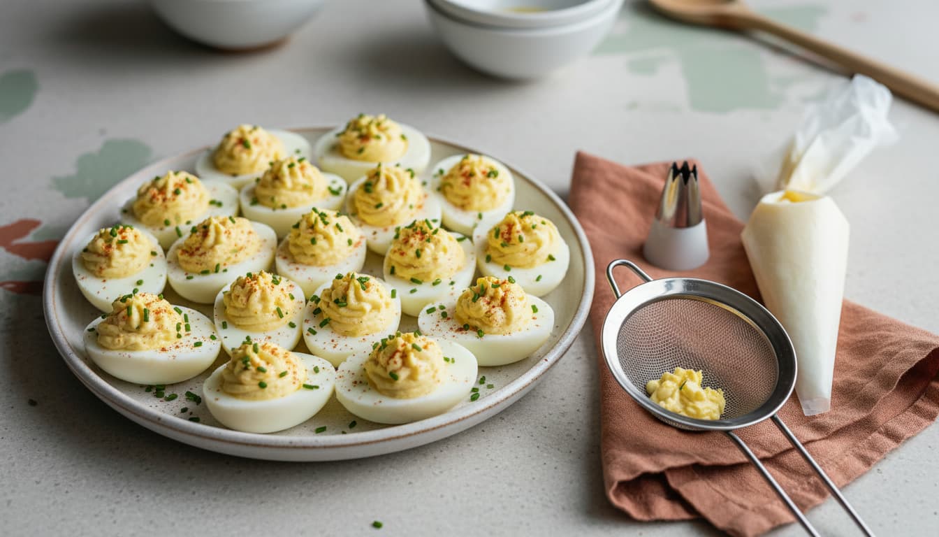 Deviled Eggs: Push the Yolks Through a Sieve