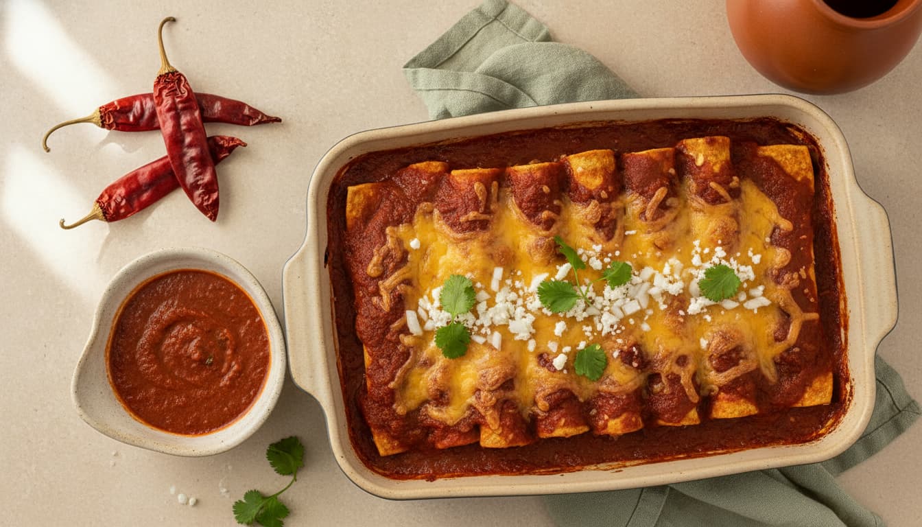 Enchiladas: Fry the Tortillas, Fry the Sauce, Bake Them Briefly