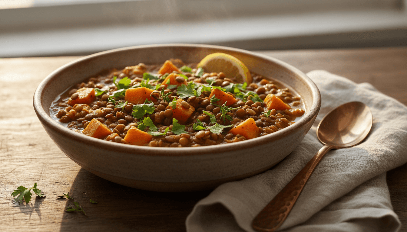 Lentil and sweet potato stew
